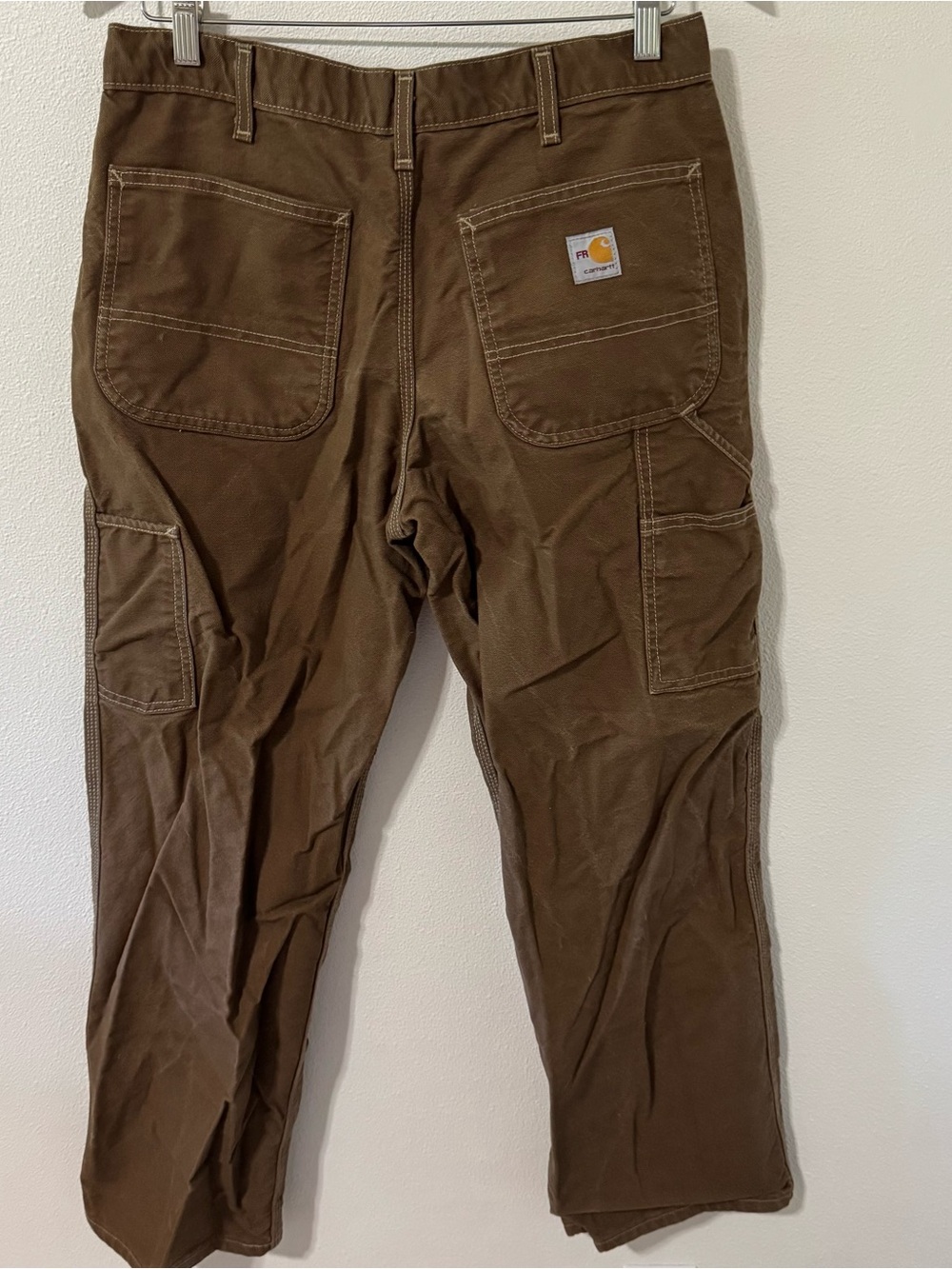 Carhartt FR Washed Duck Work Dungaree Pant Brown Fire Resistant Streetwear-32x30 - Picture 3 of 11
